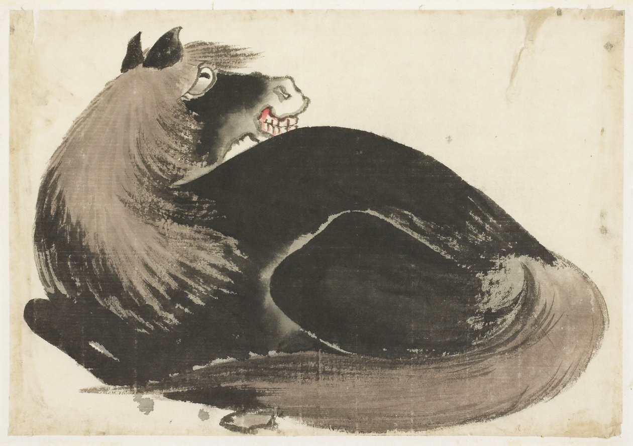 Liegendes Pferd von Katsushika (school of) Hokusai