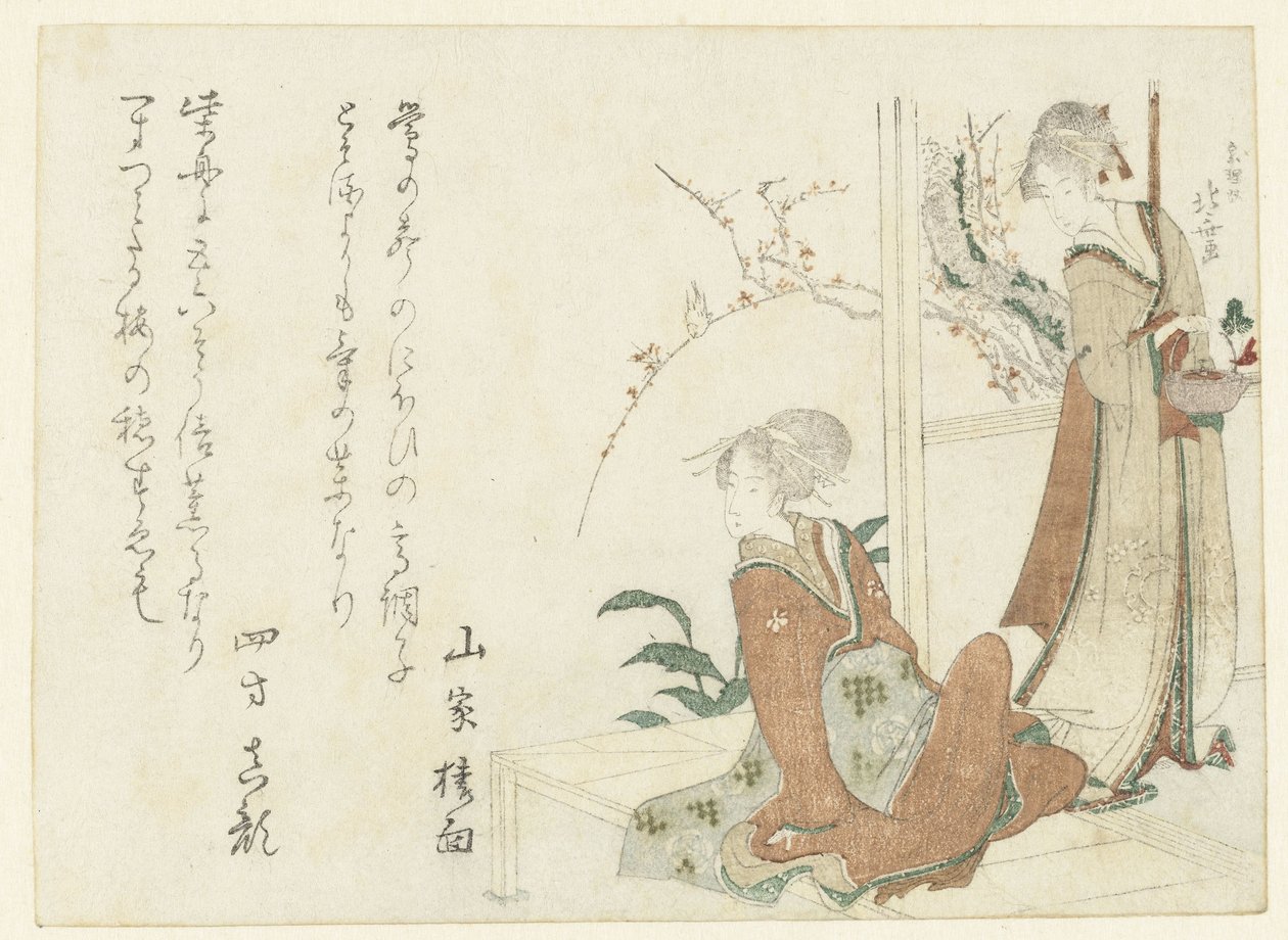 Zwei Frauen auf der Veranda von Katsushika Hokusai