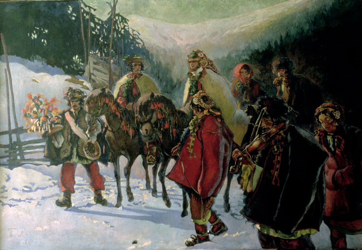 Huzulenhochzeit, 1909 von Kazimierz Sichulski