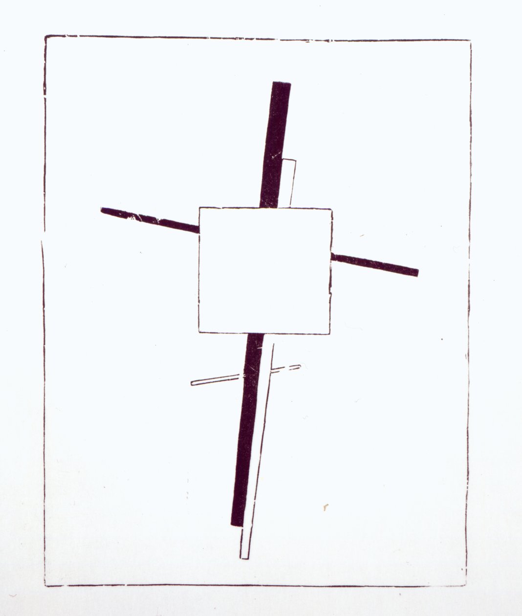 Suprematistisches Kreuz, 1920 (Holzstich vom Originalholzblock) von Kazimir Severinovich Malevich