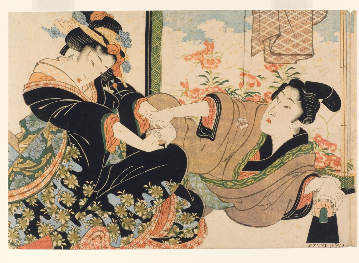 Liebende vor einem bemalten Schirm, 1815-25 von Keisai Eisen
