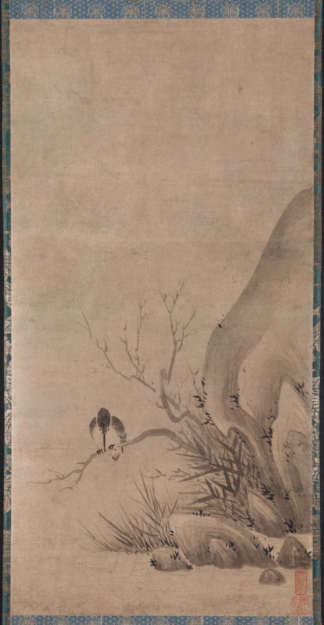 Eisvogel über einem Bach sitzend, späte 1400er von Kenkō Shōkei