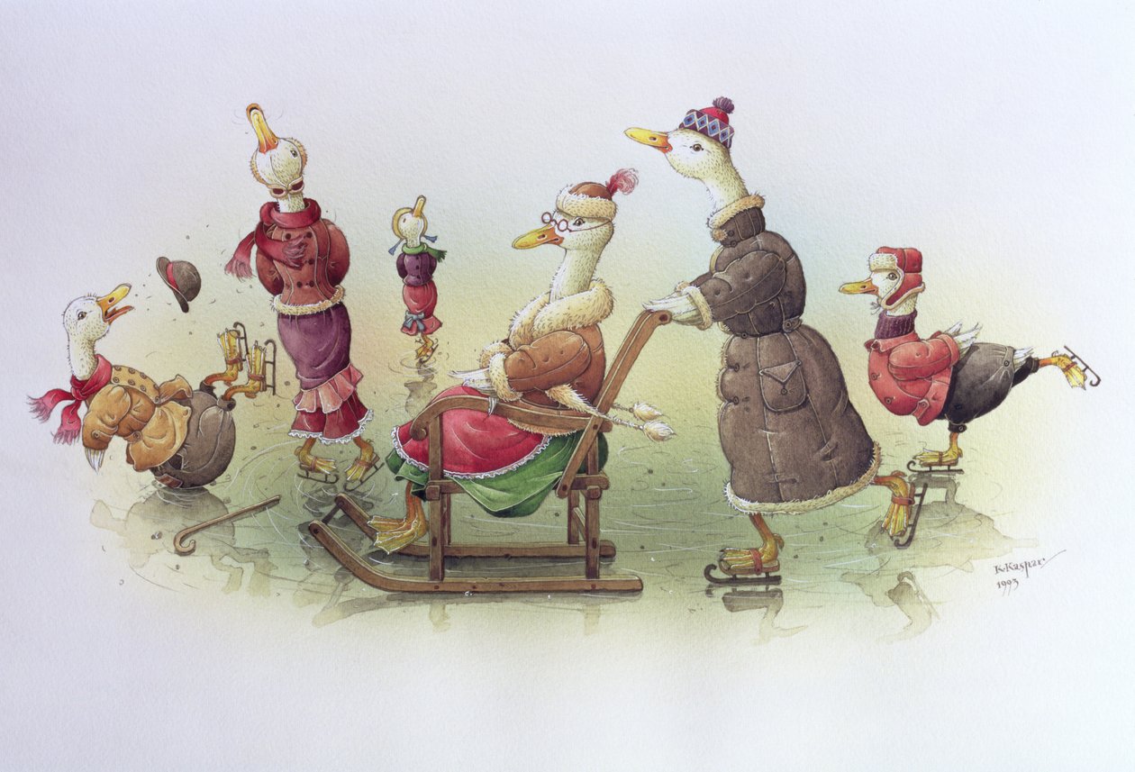 Enten auf Schlittschuhen von Kestutis Kasparavicius