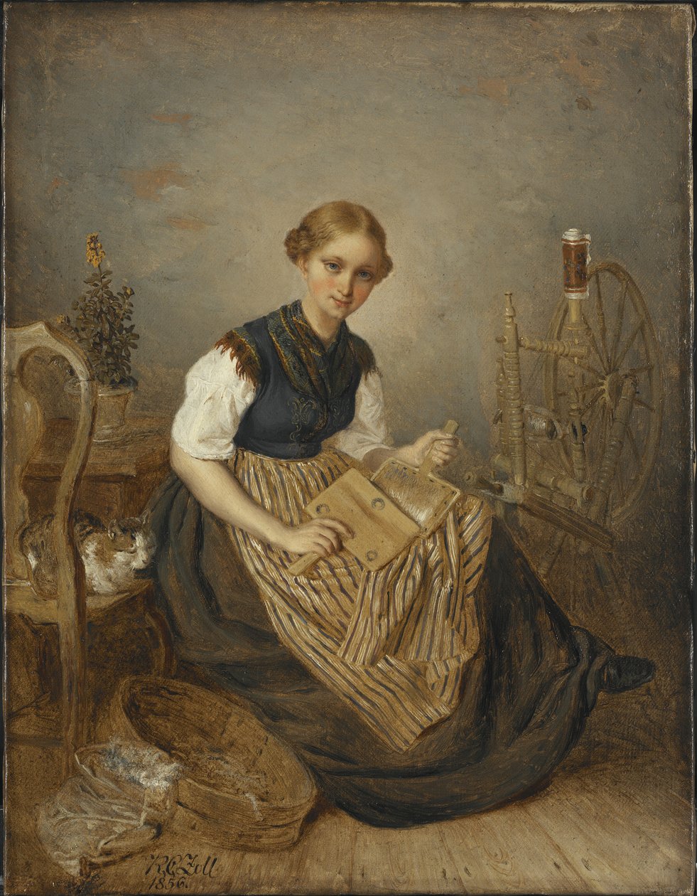 Ein Mädchen beim Kämmen, 1856 von Kilian Christoffer Zoll