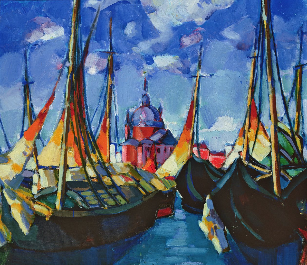 Segelboote in Venedig, 1922-23 von Konrad Magi