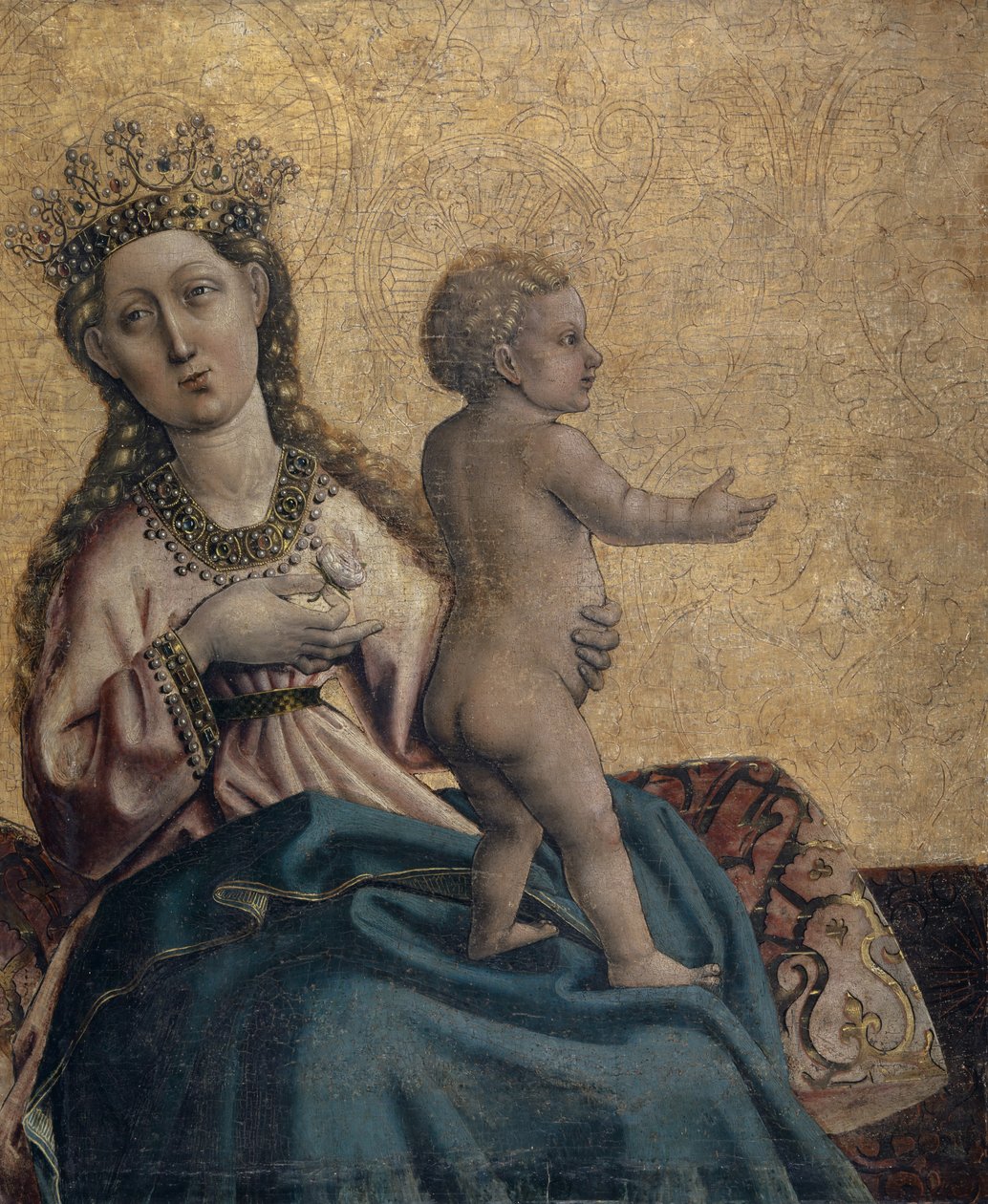 Jungfrau und Kind, Fragment des Altars von Olsberg, sogenannte Madonna von Olsberg, um 1437-40 von Konrad Witz