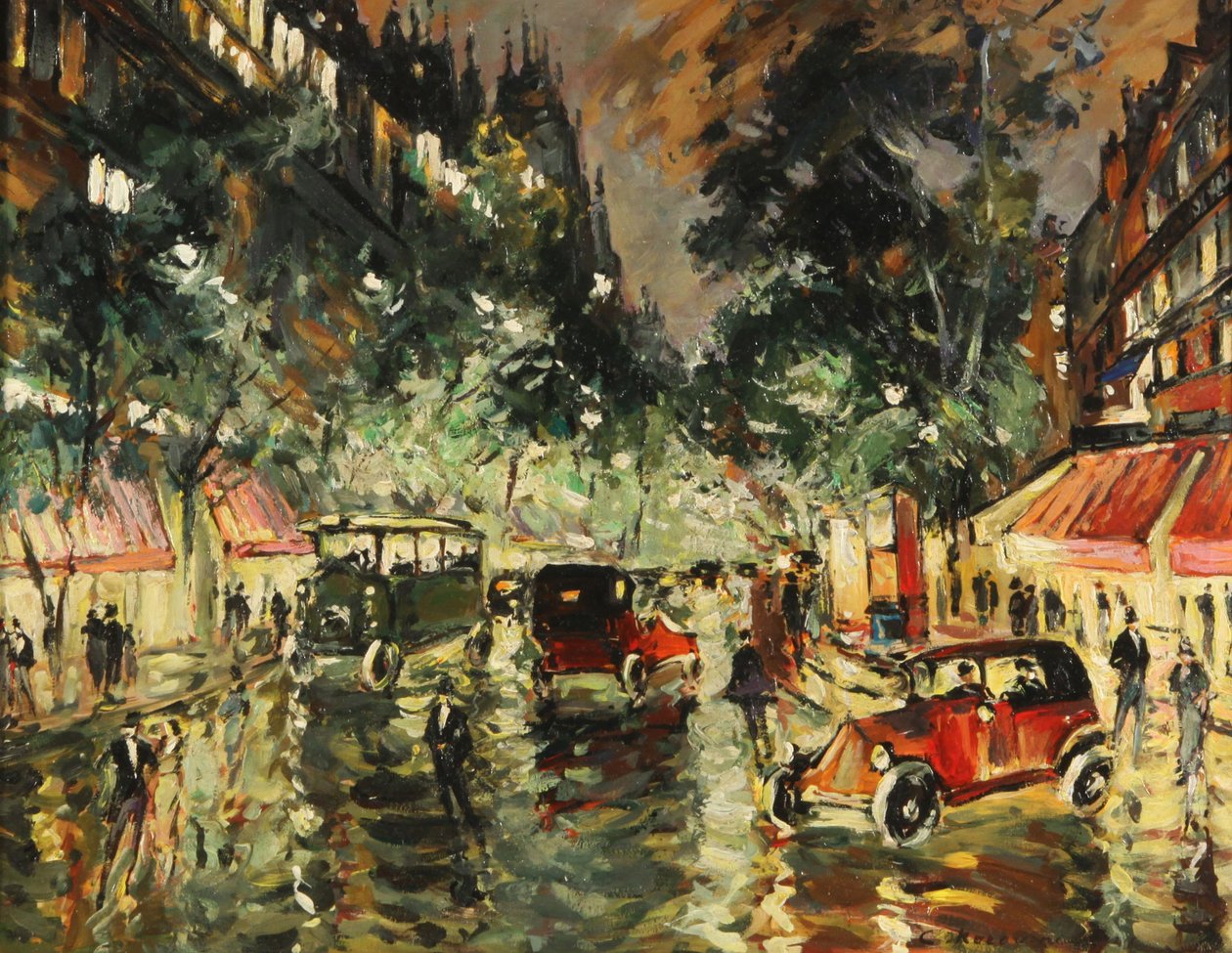 Regennacht in Paris, 1930er Jahre von Konstantin Alekseevich Korovin