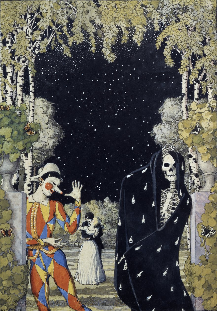 Harlekin und Tod, 1907 von Konstantin Andreevic Somov