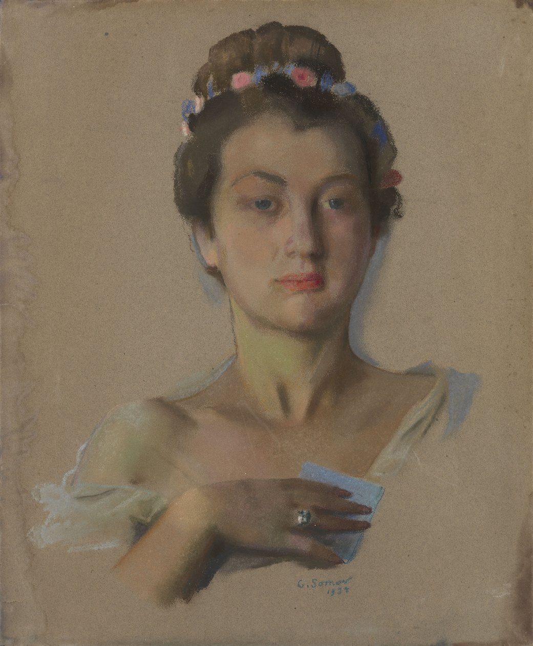 Porträt von Alexandra Levchenko, 1934 von Konstantin Andreevic Somov