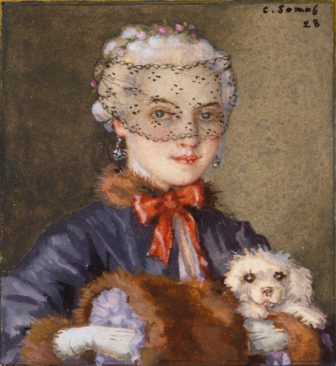 Dame mit einem Hund, 1928 von Konstantin Somov