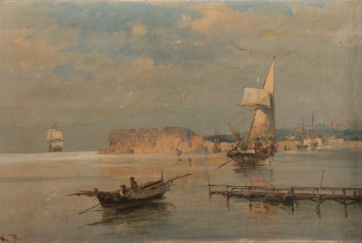 Boote in einem Hafen von Konstantinos Volanakis