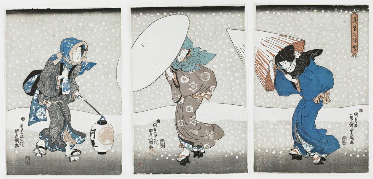 Starker Schneefall am Jahresende von Kunisada