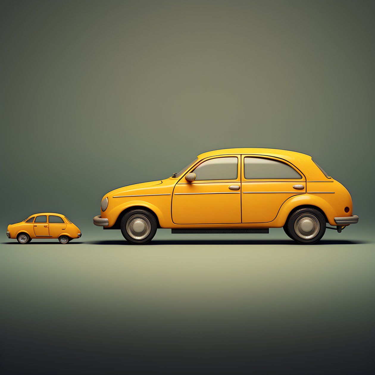 ein großes und ein kleines Auto von Kurt Heppke