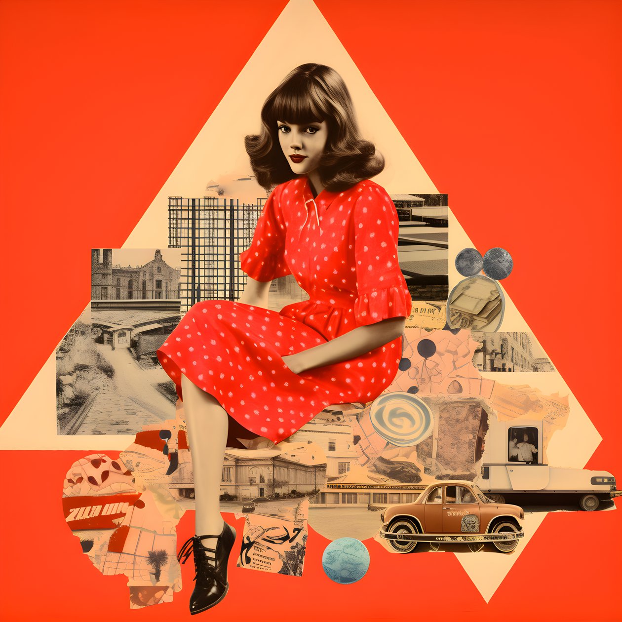 Rote Collage, Skateboards 3 von Kurt Heppke