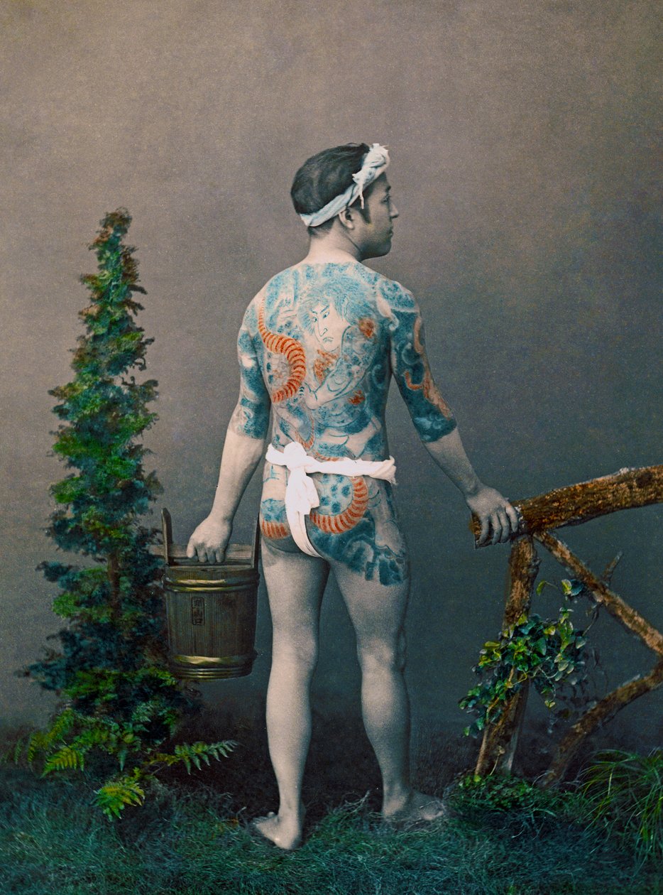 Tätowierter Bräutigam, ca. 1890 von Kusakabe Kimbei