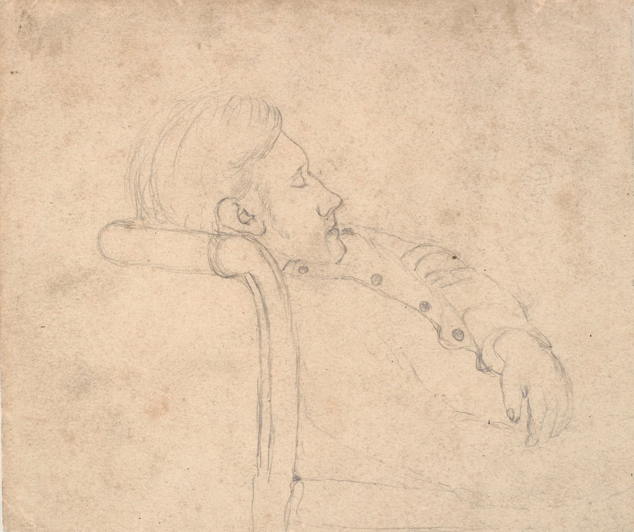 Schlafender Mann auf einem Sofa. Halbfigur von Laurits Andersen Ring