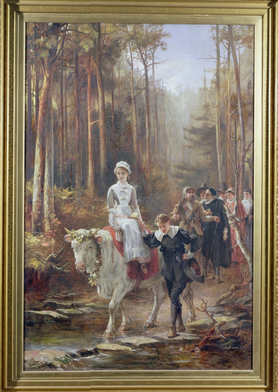 Priscilla, Die Werbung von Miles Standish, 1885 von Laslett John Pott