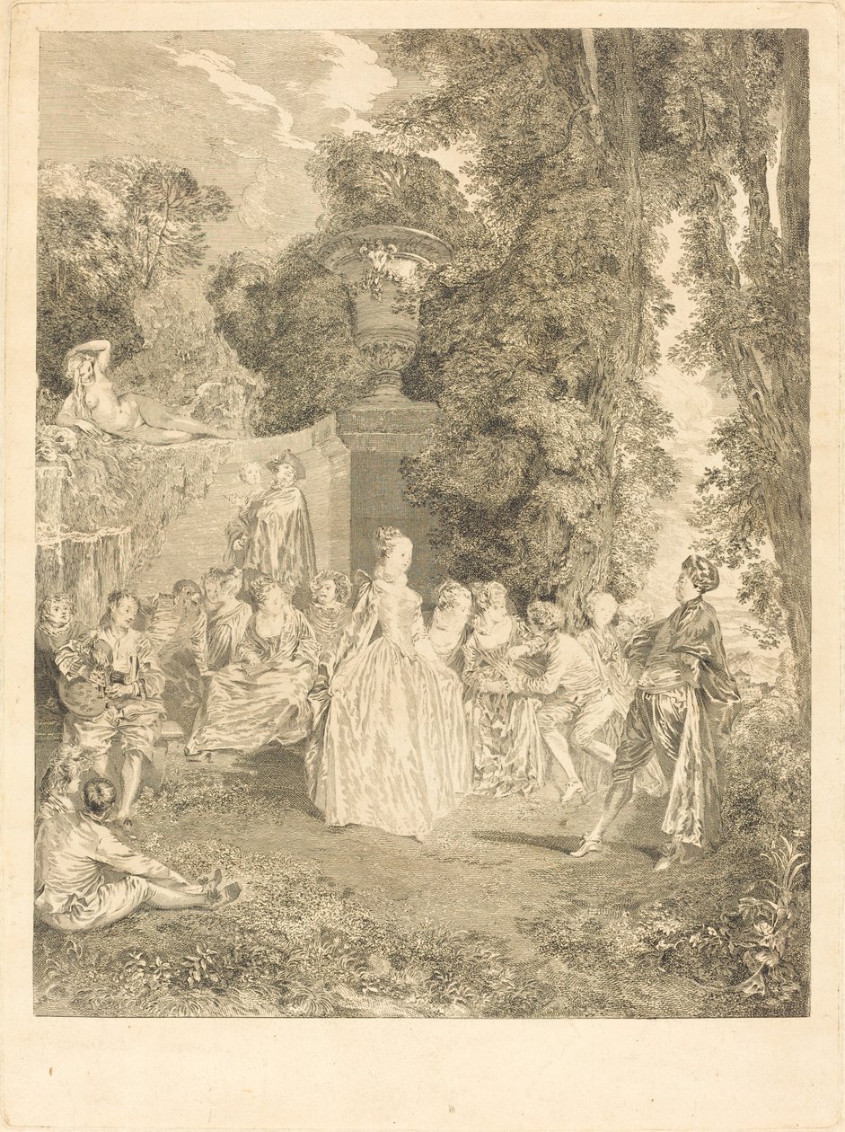 Venezianische Feste von Laurent Cars after Antoine Watteau