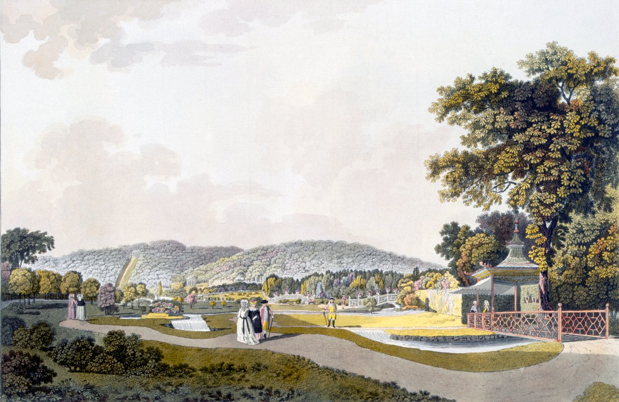 Ansicht des Parks in Neu-Waldeg, Dornbach, Wien, 1792 von Laurenz Janscha