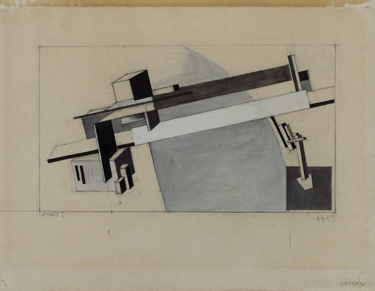 Proun Studie 1A (Proun S. K.) die Brücke von Eliezer Markowich Lissitzky