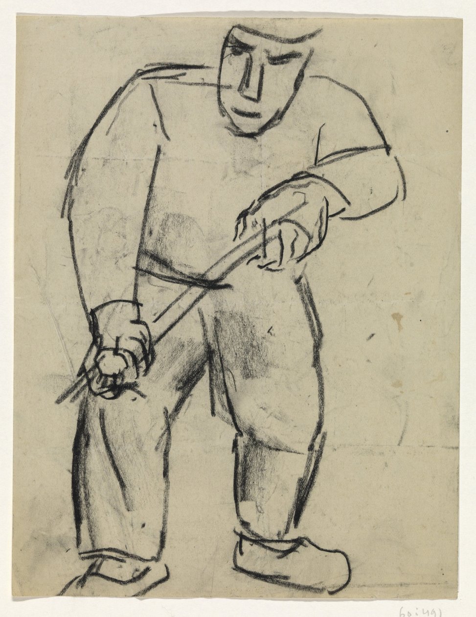 Stehender Mann mit Stock in den Händen von Leo Gestel