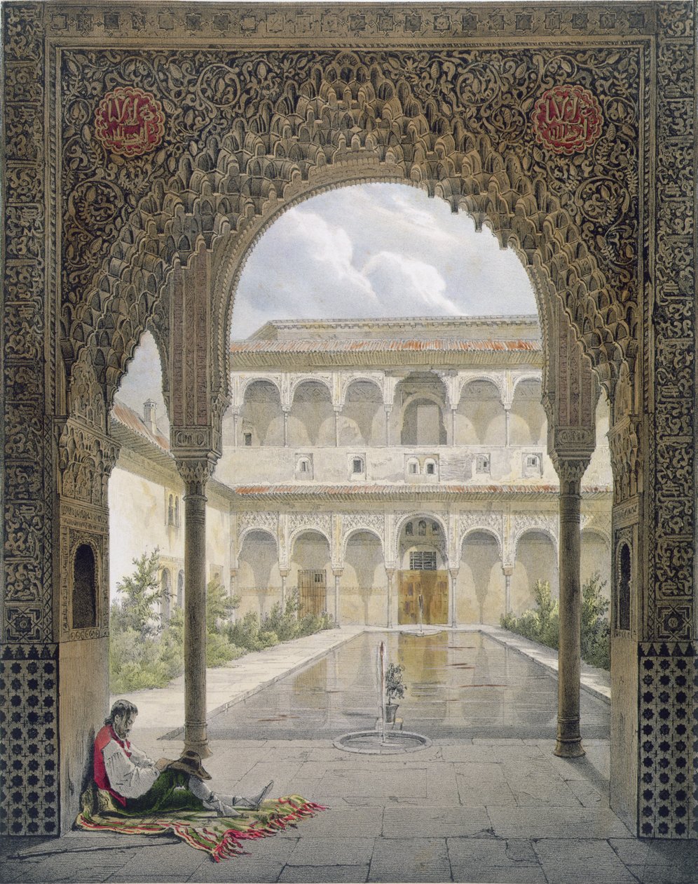 Der Hof der Alberca in der Alhambra, Granada, 1853 von Leon Auguste Asselineau