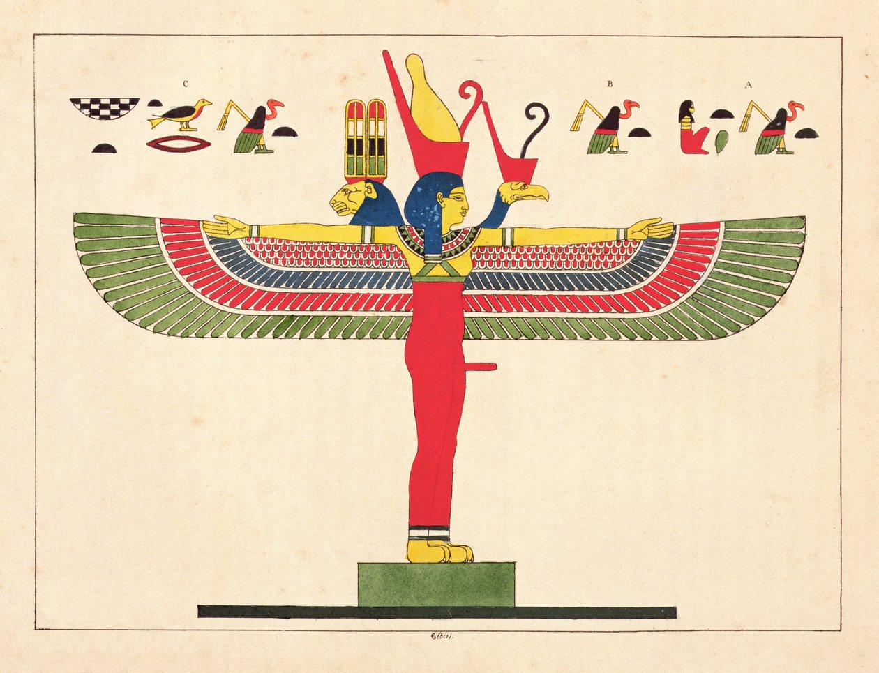 Ägyptische Göttin, Illustration aus Pantheon egyptien: Sammlung der mythologischen Figuren des Alten Ägypten von Jean-Francois Champollion, veröffentlicht 1823-25 von Leon Jean Joseph Dubois