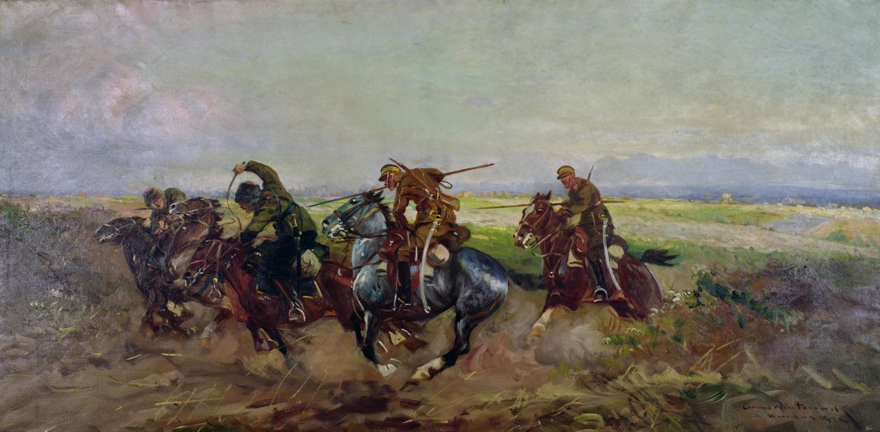 Polnische Lanzenreiter greifen Russen an, 1920 von Leonard Winterowski