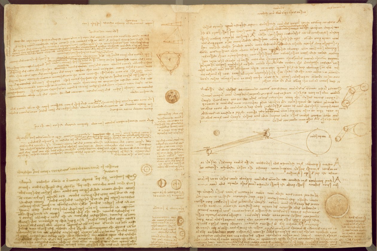 Eine Seite aus dem Codex Leicester, 1508-12 von Leonardo da Vinci