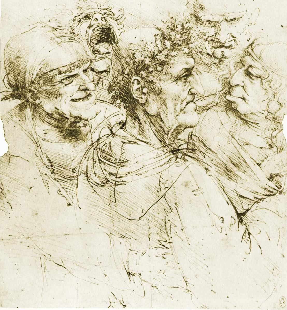 Groteske Köpfe von Leonardo da Vinci