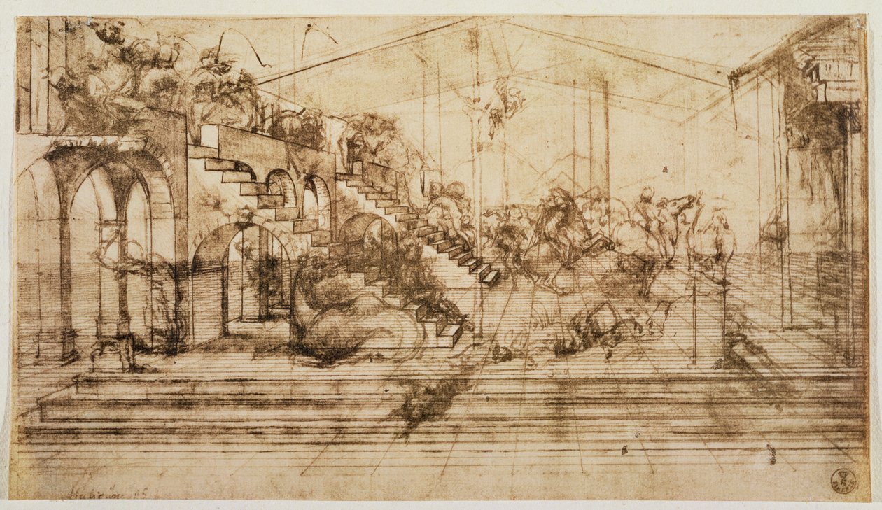 Perspektivische Studie für den Hintergrund der Anbetung der Könige von Leonardo da Vinci