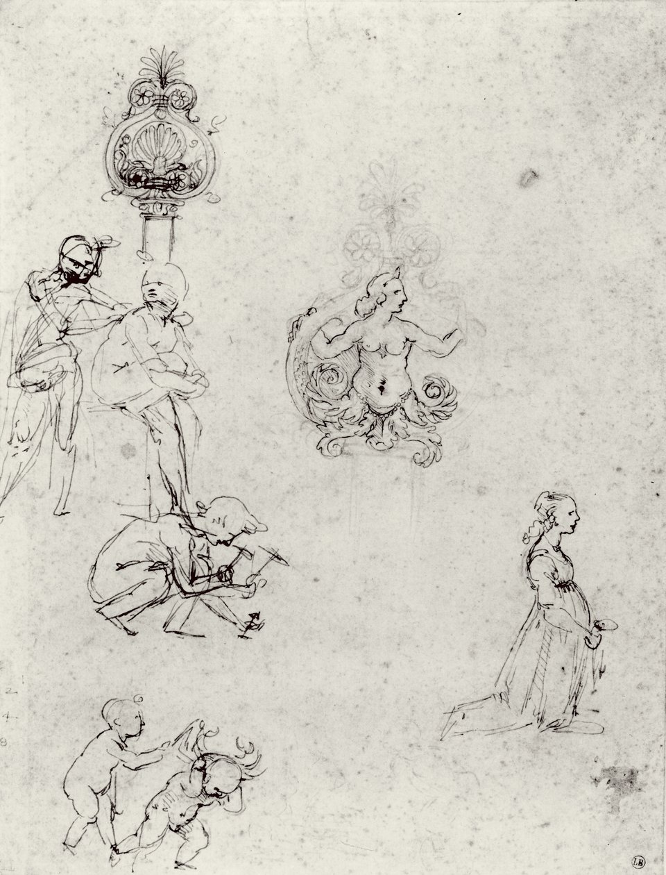 Studien von Figuren und Dekorationen, ca. 1480-82 von Leonardo da Vinci