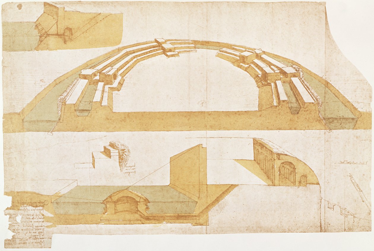 Studie für eine Festung auf einem polygonalen Grundriss mit einem doppelten Graben, fol. 116r aus dem Codex Atlanticus, 1504-8 von Leonardo da Vinci