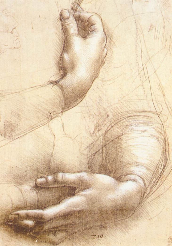 Studie von Händen von Leonardo da Vinci