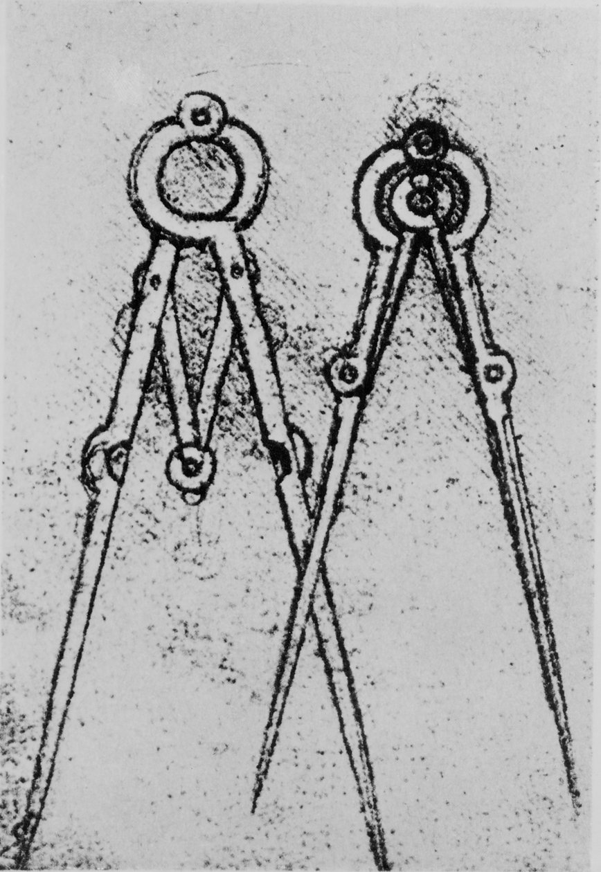Zwei Arten von verstellbaren Kompassen, fol. 108v aus dem Pariser Manuskript H (1493-94) von Leonardo da Vinci