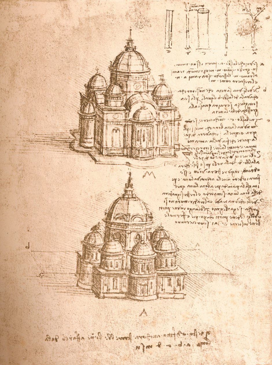 Zeichnung von Kirchen, um 1472-1519 von Leonardo da Vinci