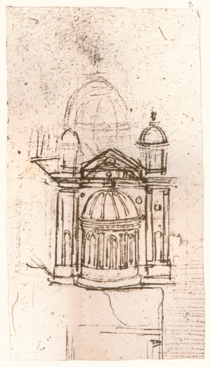 Zeichnung der kirchlichen Architektur, ca. 1472-1519, 1883 von Leonardo da Vinci