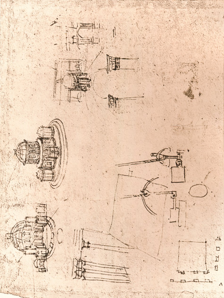 Zeichnung der kirchlichen Architektur, um 1472-1519, 1883 von Leonardo da Vinci