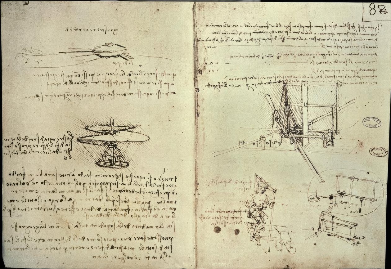 Studien für Luftschraube und Flugmaschinen von Leonardo da Vinci