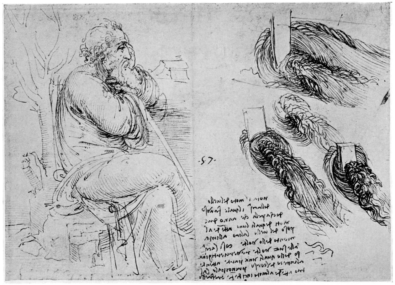 Studien von Wasserwirbeln, ca. 1513, 1954 von Leonardo da Vinci