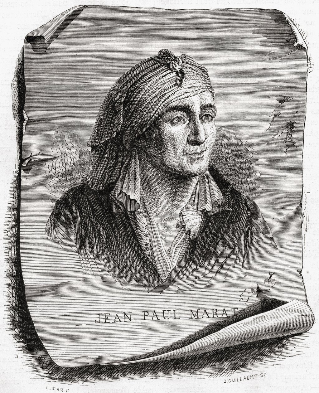 Porträt von Jean Paul Marat (1743-93) graviert von Jean Baptiste Amedee Guillaume (1822-93) von Leopold Mar