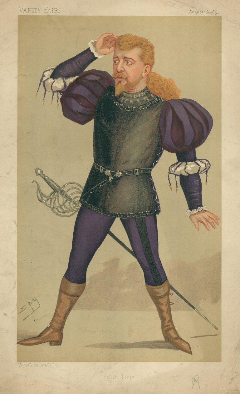 M Jean de Reszke, polnischer Tenor, 8. August 1891, Vanity Fair Karikatur von Leslie Matthew Ward