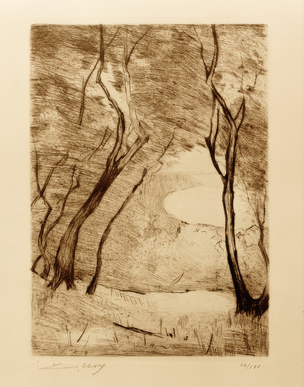 Bäume am Ufer des Grunewaldsees von Lesser Ury