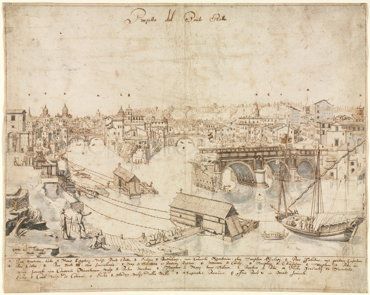 Achtzehn Ansichten von Rom: Die Ponte Rotto von Lievin Cruyl