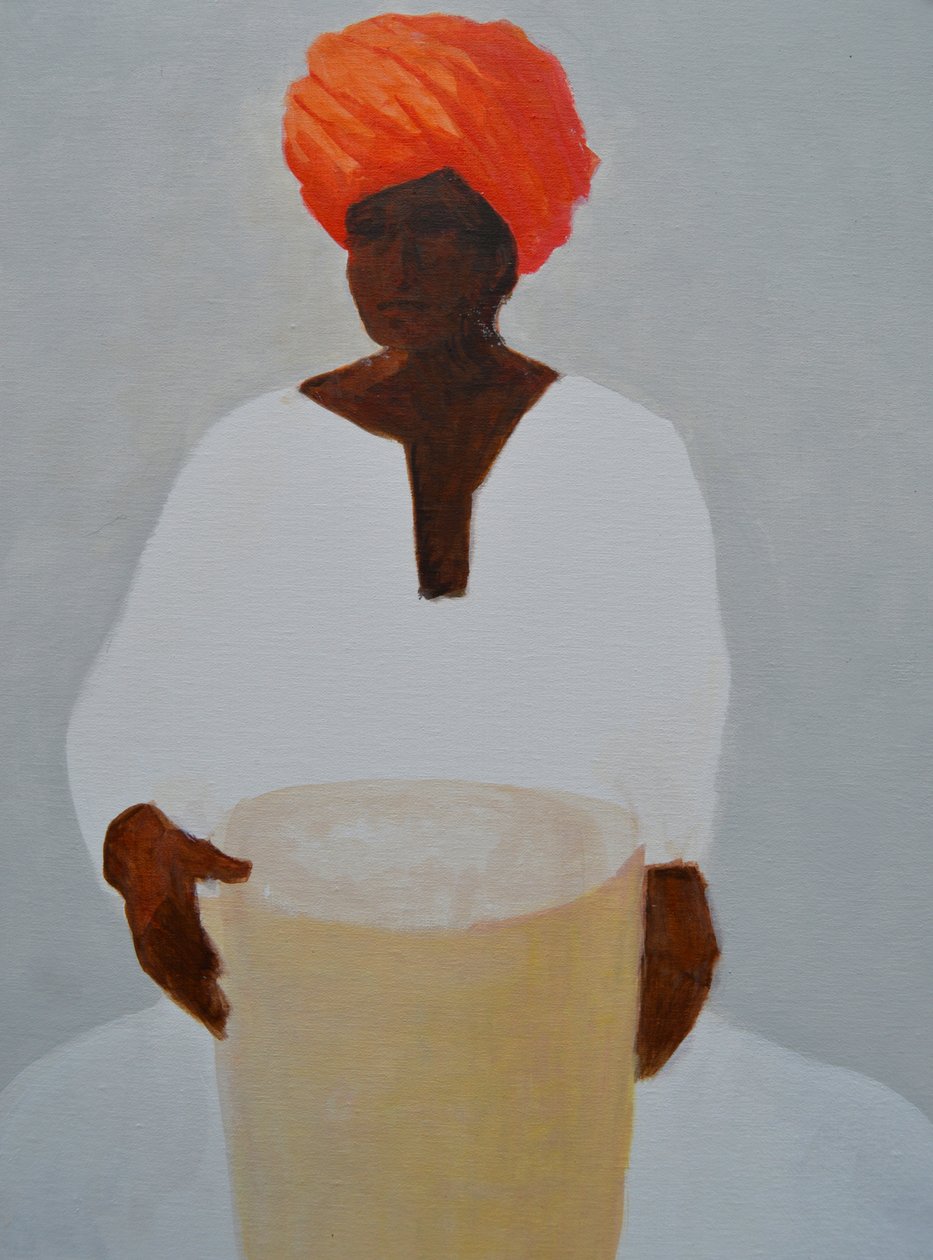 Trommler, roter Turban von Lincoln Seligman