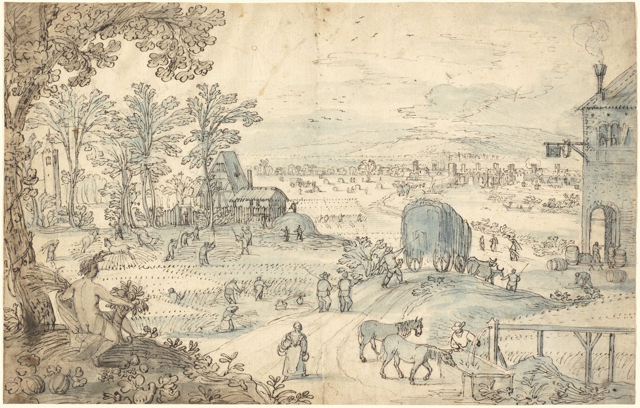 Sommerernte in einer weiten Landschaft von Lodewyk Toeput