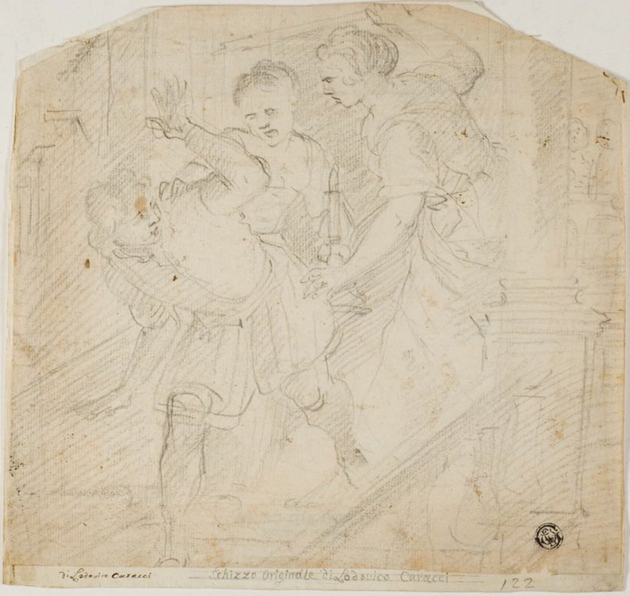Zwei Frauen jagen einen Mann von Lodovico Carracci