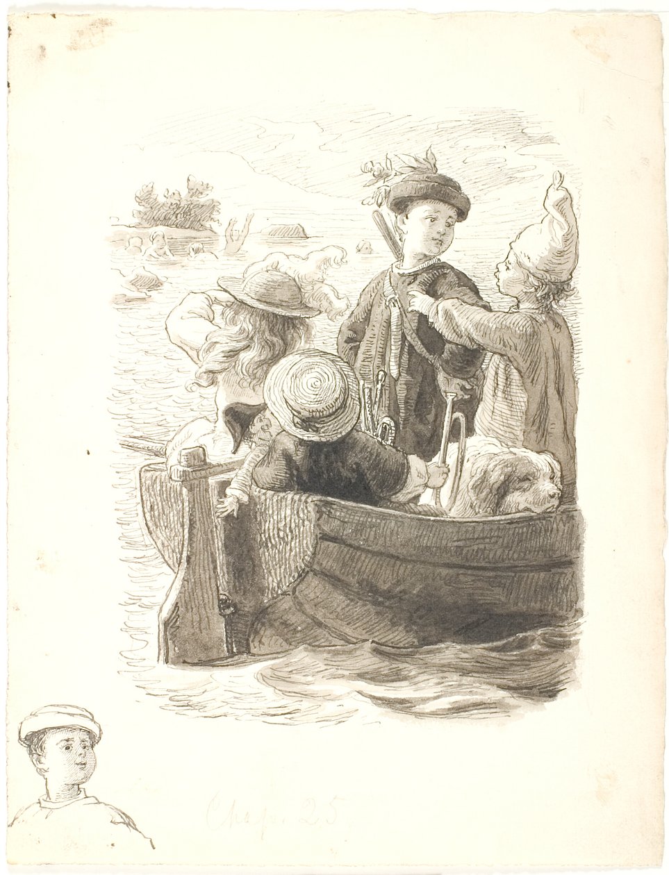 Die vier Kinder in einem Boot von Lorenz Frølich