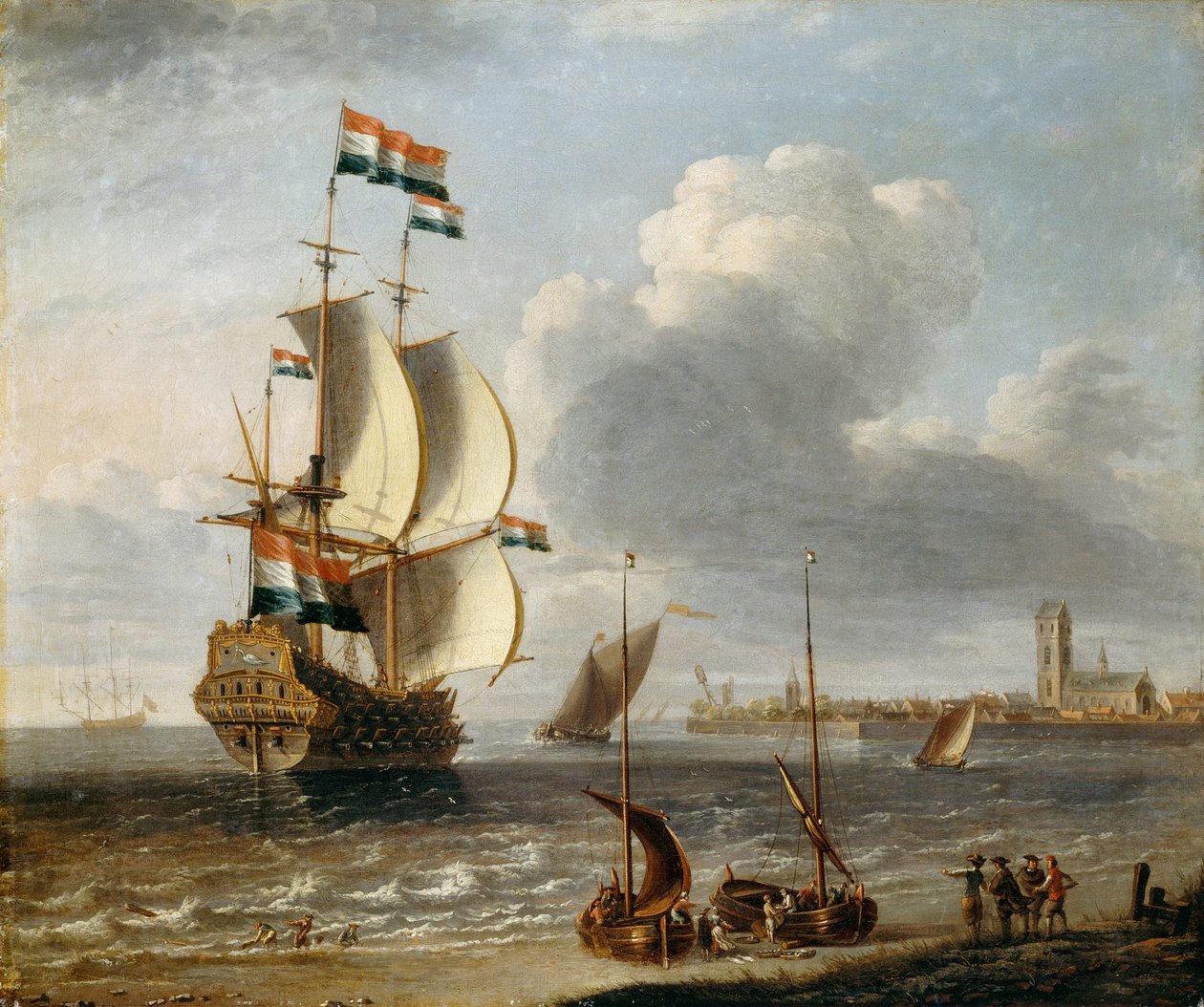 Ein niederländisches Ostindienfahrer vor Hoorn von Lorenzo a Castro