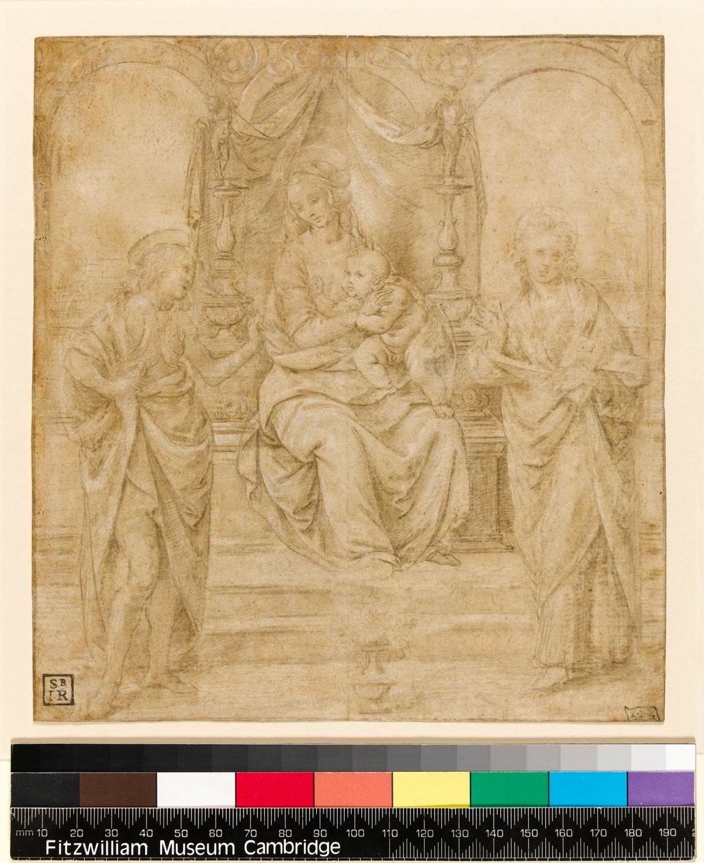 Jungfrau und Kind mit den Heiligen Johannes dem Täufer und Sebastian: Studie für das Dresdner Altarbild von Lorenzo di Credi